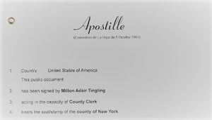 Апостиль сертификата / свидетельства о браке в США