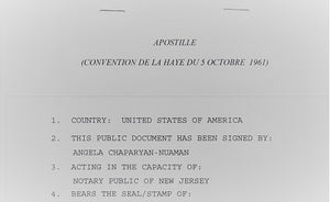 Апостиль документов в Нью-Джерси США